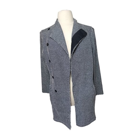 Ron Tomson ASYMMETRIC REBEL CARDIGAN - BLACK WHITE - Picture 1 of 8